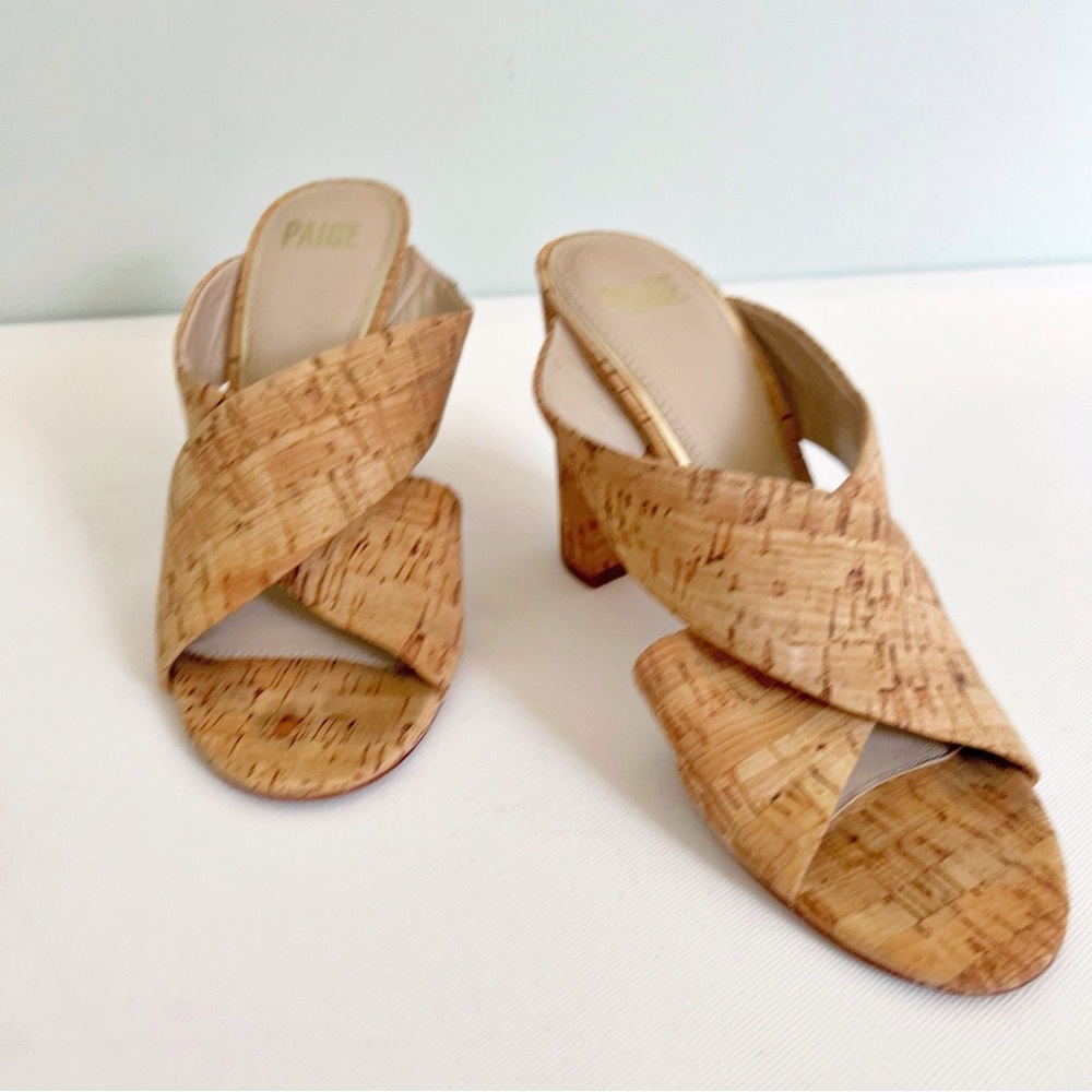 PAIGE Cork High Heel Mules - Picture 2 of 5